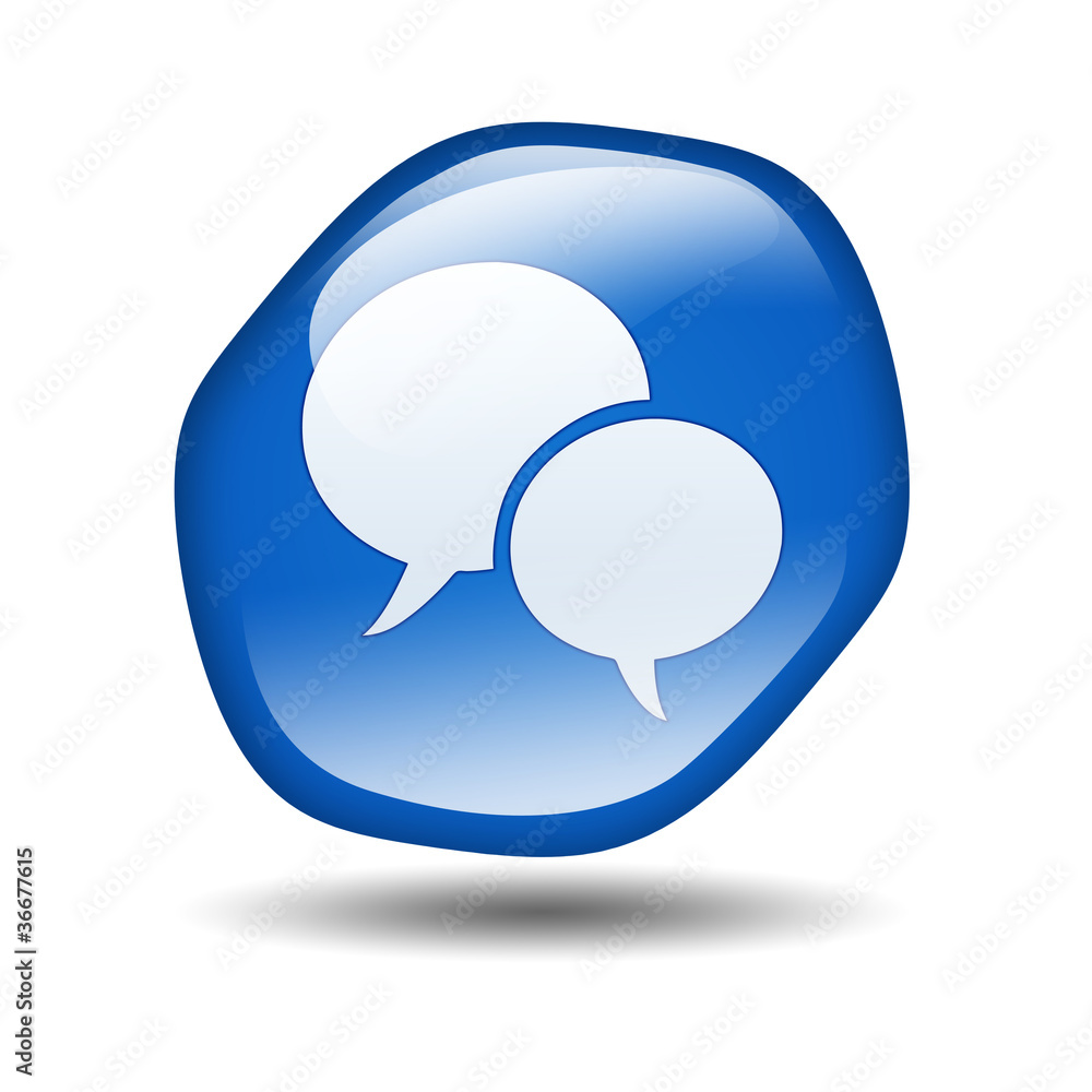 Boton brillante azul hexagonal simbolo chat Boton brillante azul hexagonal simbolo chat