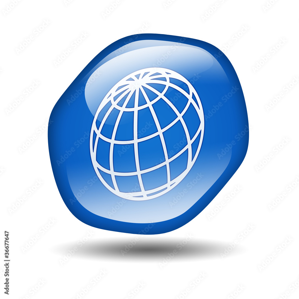 Boton brillante azul hexagonal simbolo global Boton brillante azul hexagonal simbolo global