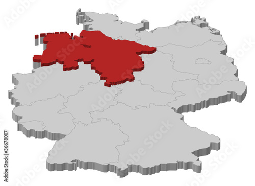 Map of Germany, Lower Saxony highlighted