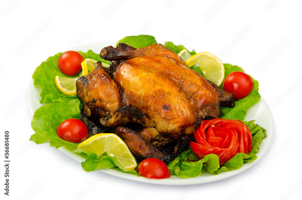 Turkey roasted and served in the plate Turkey roasted and served in the plate