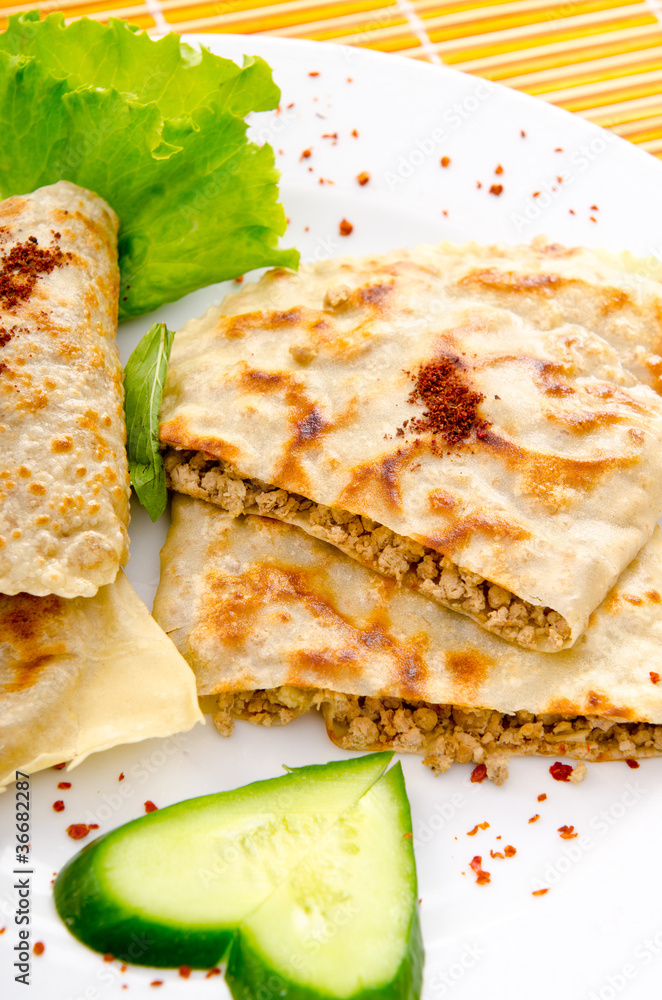 Meat pancakes in plate Meat pancakes in plate