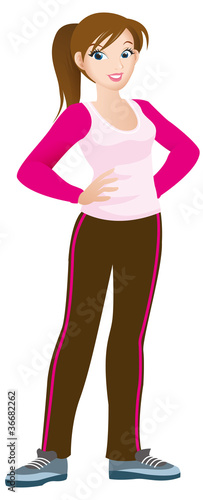 Sport Mascot Female Standing Pink Shirt