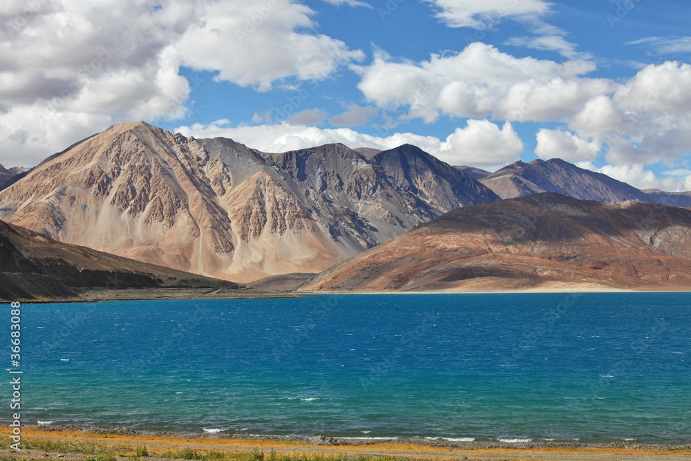 Tso Moriri lake, Ladakh, India at  4,595 m /15,075 ft