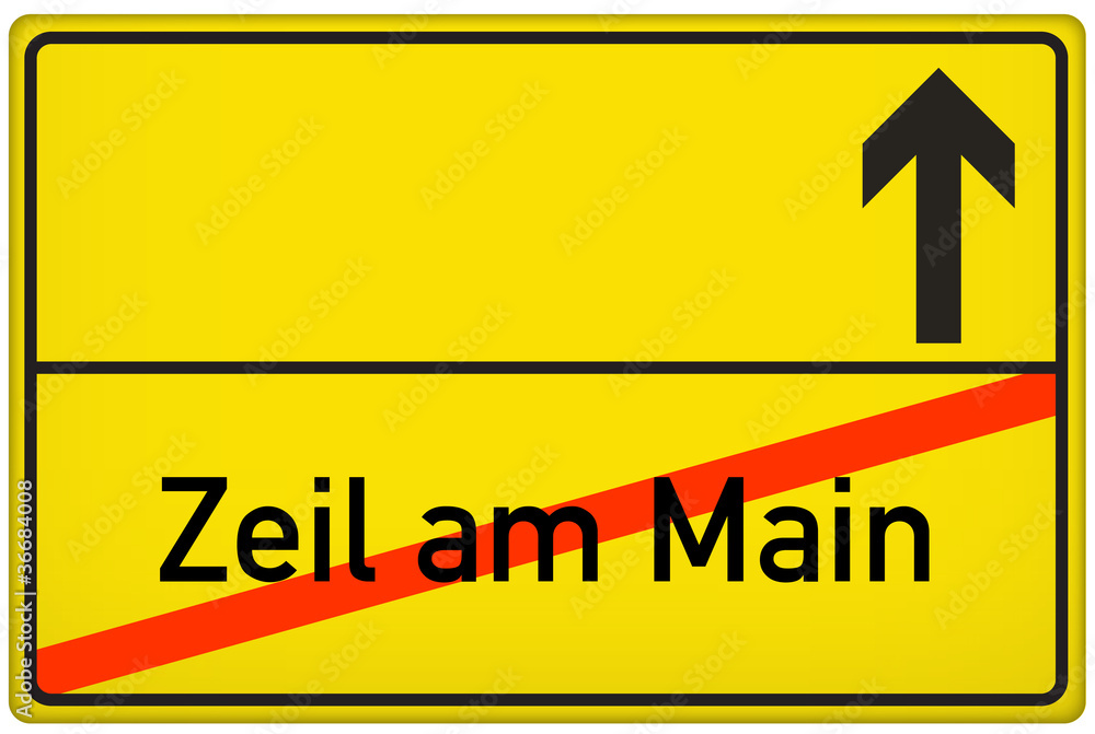 Obraz premium Ortsausgangsschild Stadt Zeil am Main