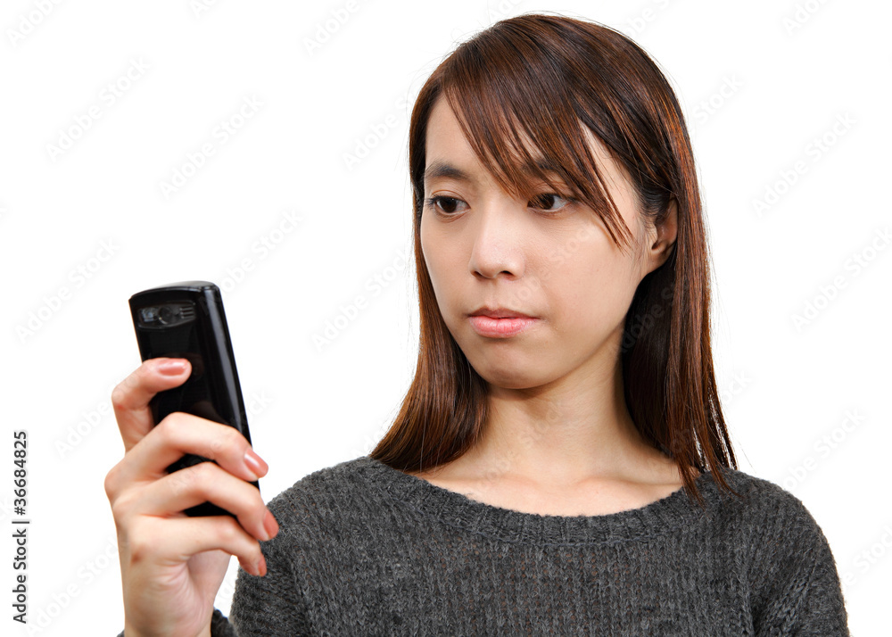 girl read sms on phone girl read sms on phone