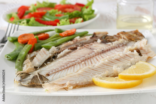 grilled sole with vegetables and salad