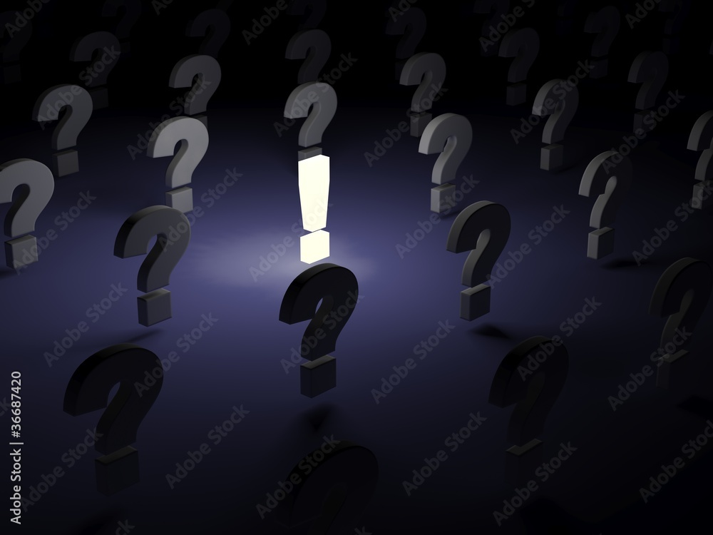 Lighting exclamation mark over dark background Lighting exclamation mark over dark background