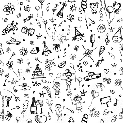 Holiday sketch, seamless background for your design