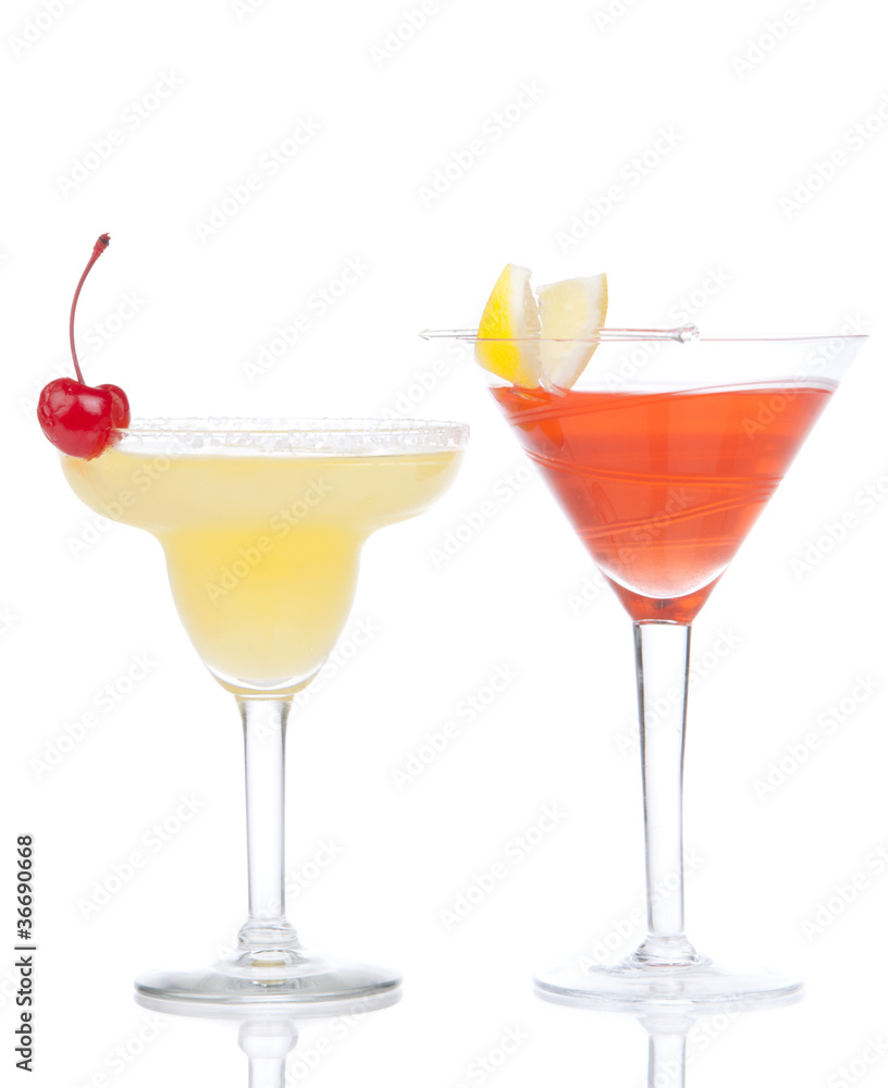 Margarita, martini cocktail, tequila sunrise, iced tea