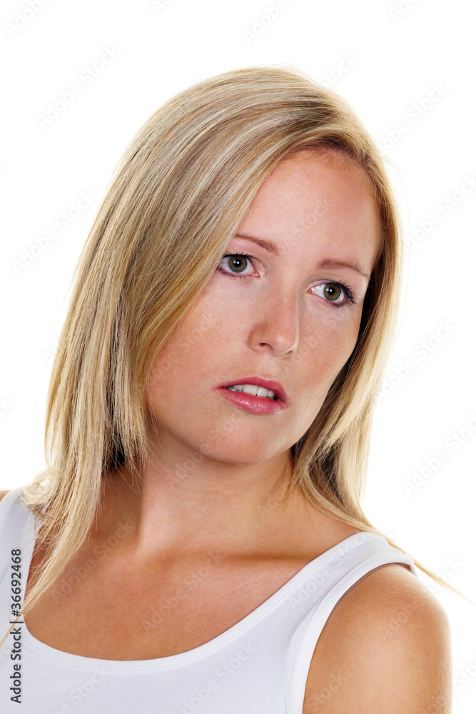blonde Frau mit Sommersprossen blonde Frau mit Sommersprossen
