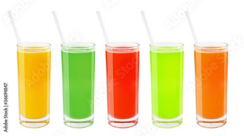 Set of fresh juices in a glass