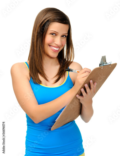 student with clipboard