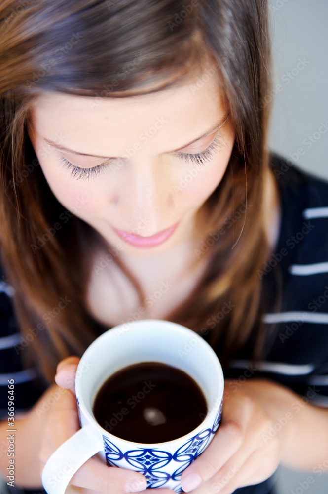 face of woman with coffee face of woman with coffee