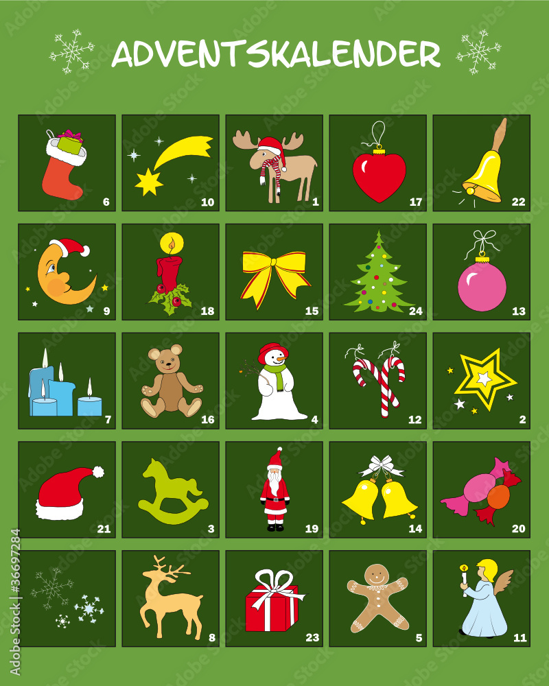 Adventskalender mit Türchen und Zahlen Adventskalender mit Türchen und Zahlen