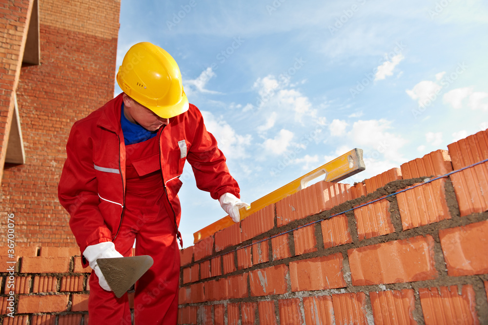 Bilde på lerret construction mason worker bricklayer