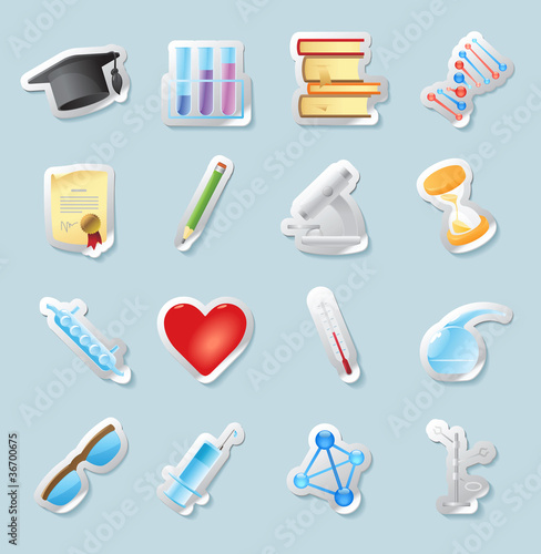 Sticker icons for science and education