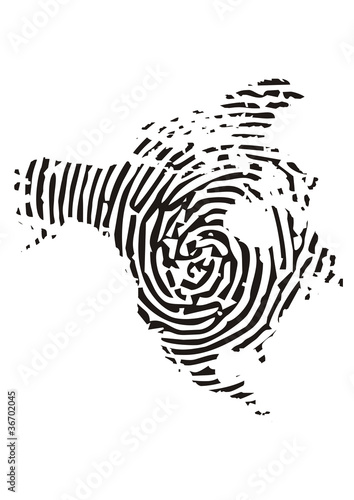 USA, Nordamerika, Landkarte mit Fingerabdruck