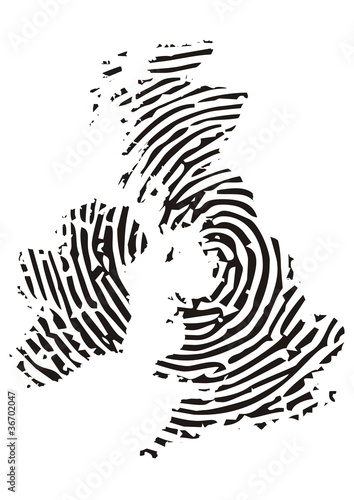 großbritannien, Landkarte mit Fingerabdruck