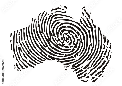 Australien, Landkarte mit Fingerabdruck
