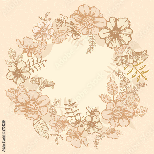 Decorative flower card template with place for your text