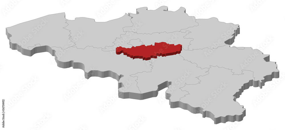 Map of Belgium, Walloon Brabant highlighted