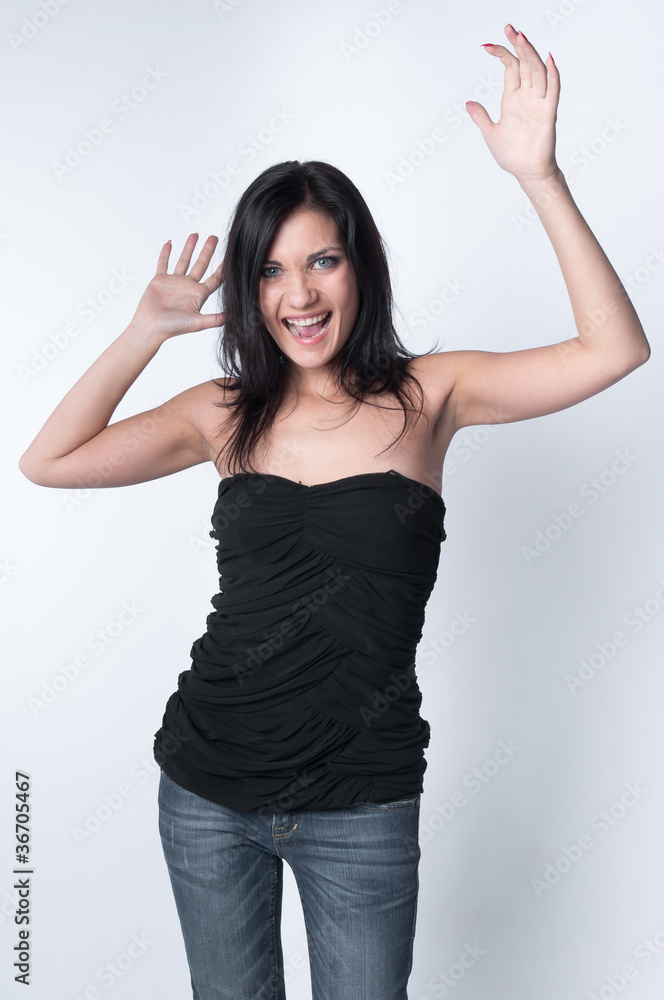 portrait of a beautiful young and very happy girl