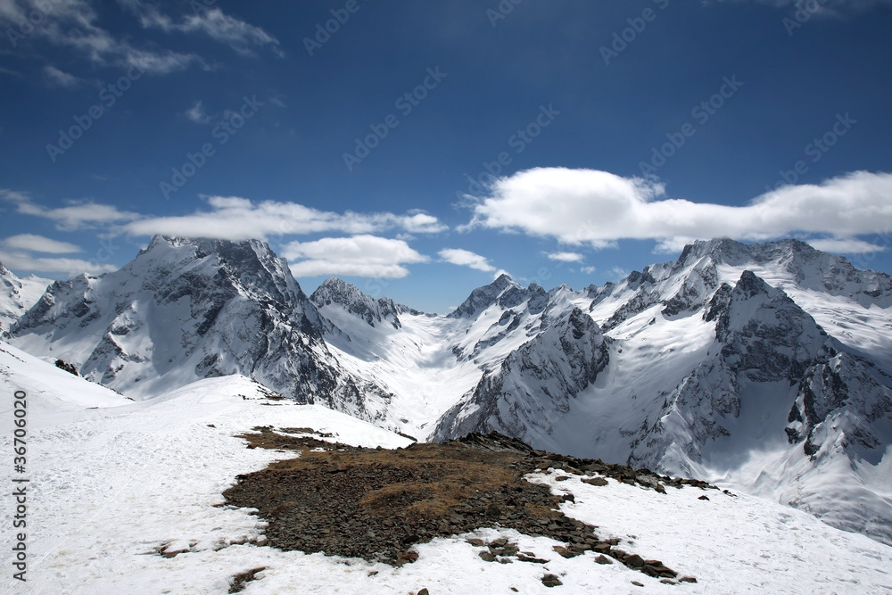 The beautiful landscape of the Caucasus Mountains