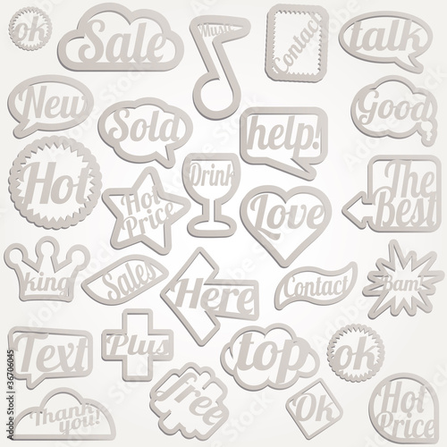 Set bubble vector sticker for text icons symbols