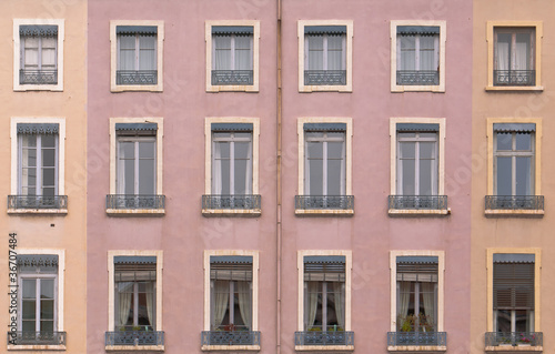 Antique residential house facade, Lyon, France
