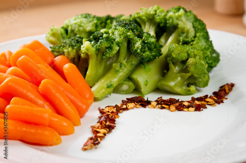 Steamed broccoli and carrots