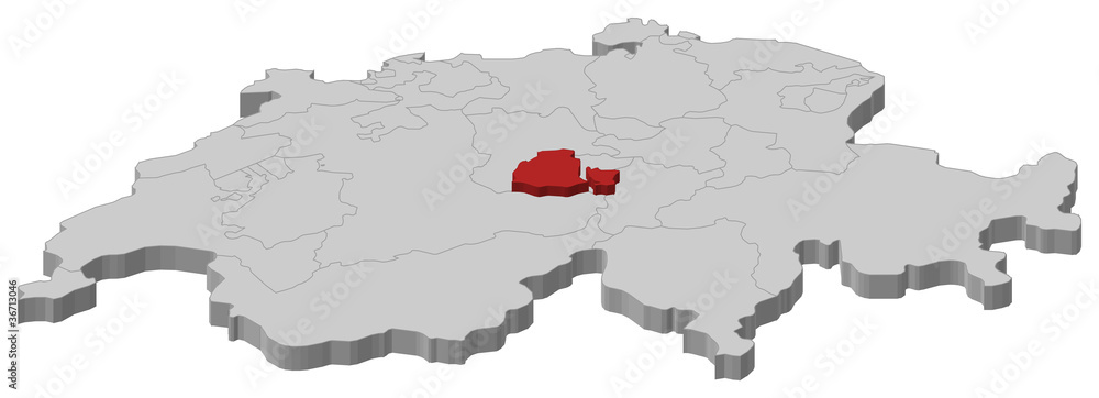 Fototapeta premium Map of Swizerland, Obwalden highlighted