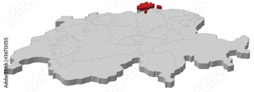 Map of Swizerland, Schaffhausen highlighted