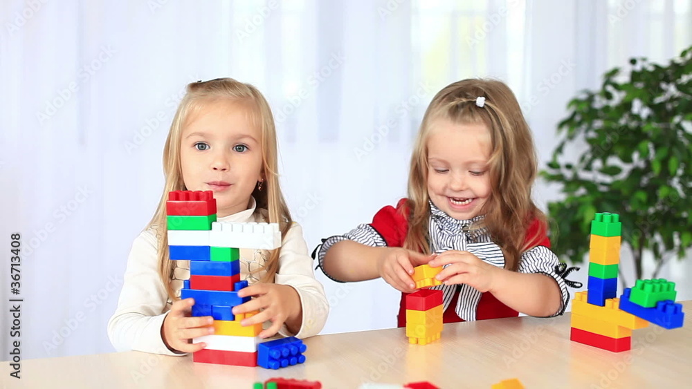 Children playing with a constructor. DOLLY HD Children playing with a constructor. DOLLY HD