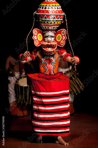 Kathakali performer in a mask, Kerala, South India