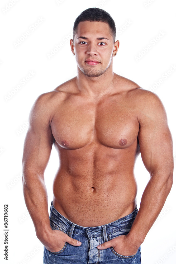 Portrait of a macho man against white background Portrait of a macho man against white background