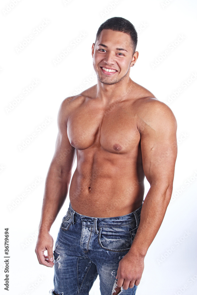 Portrait of a macho man against white background Portrait of a macho man against white background
