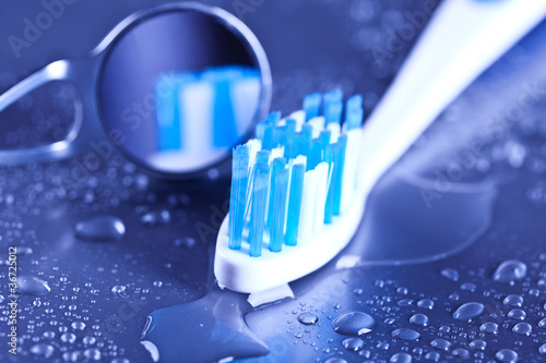 toothbrush and mirror