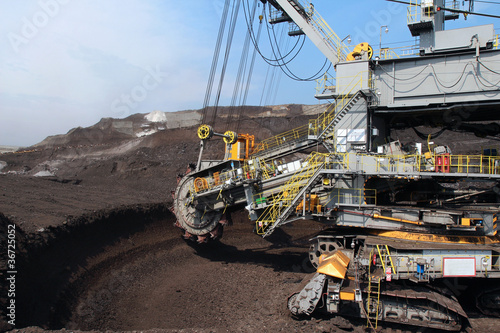 gray wheel mining coal excavator