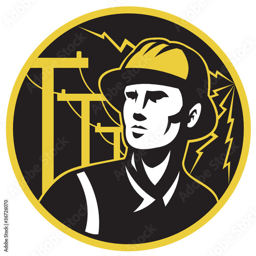 power lineman electrician repairman pole