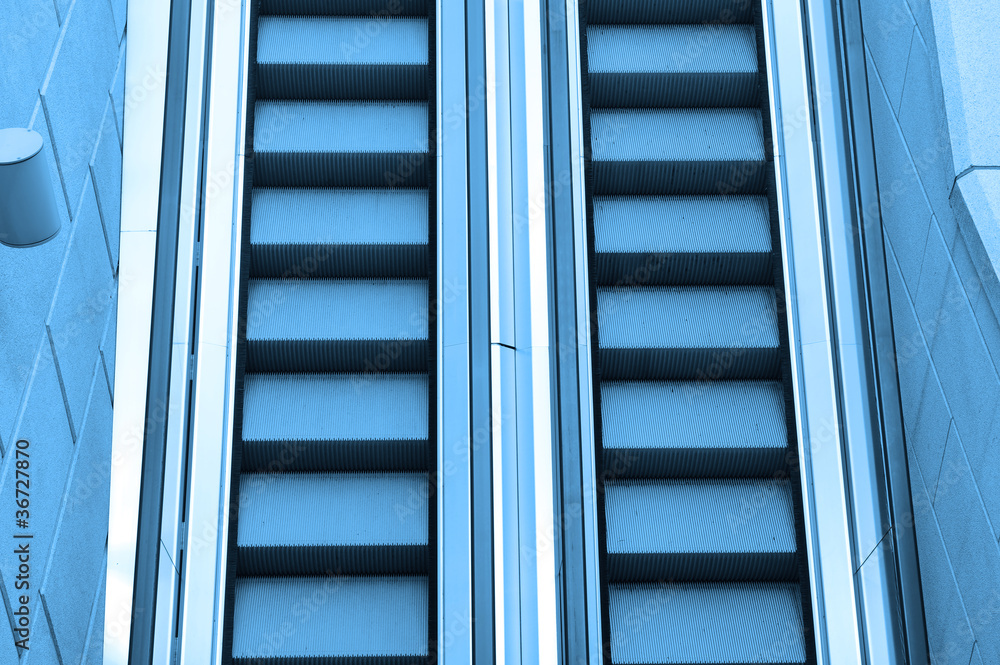 blue diminishing escalator blue diminishing escalator