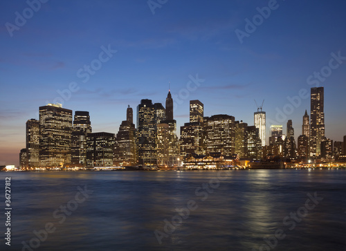 The New York City in the evening with the Freedom tower