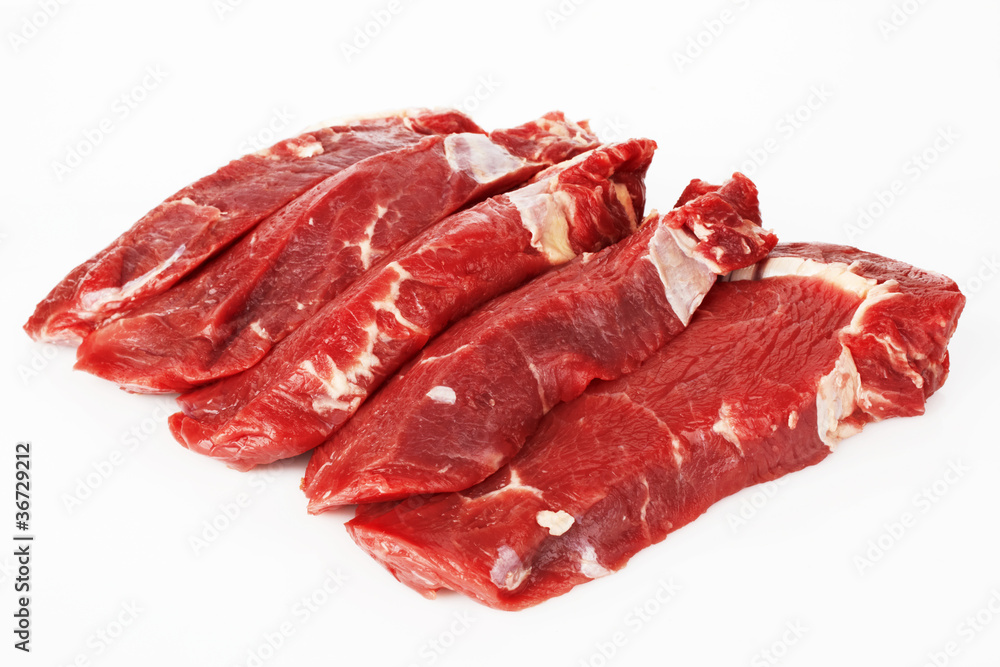 the pieces of raw fillet steaks
