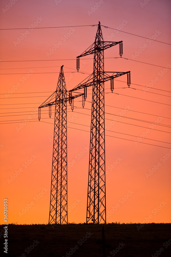 electrical towerin sunrise