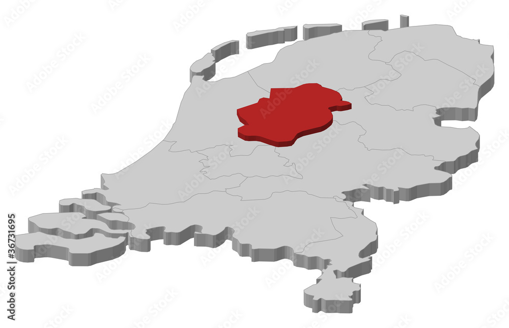 Map of Netherlands, Flevoland highlighted