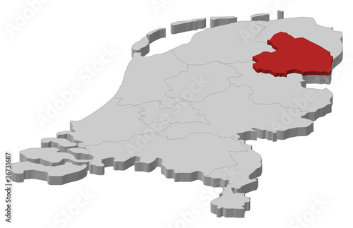 Map of Netherlands, Drenthe highlighted