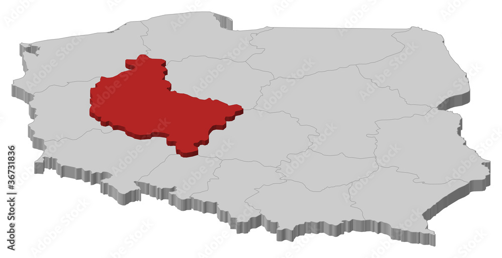Fototapeta premium Map of Poland, Greater Poland highlighted