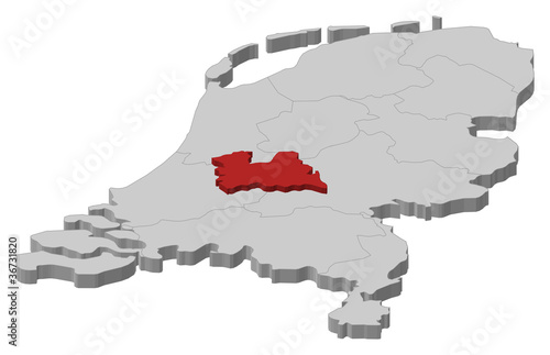 Map of Netherlands, Utrecht highlighted