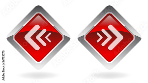 red vector buttons set  "previous-next"