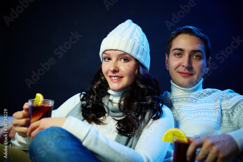 Slika na platnu Winter tea-drinking