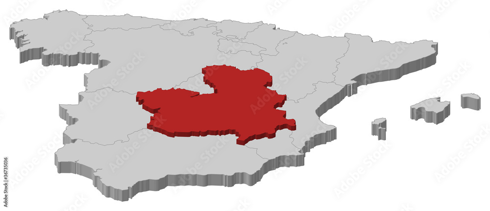 Map of Spain, Castile-La Mancha highlighted